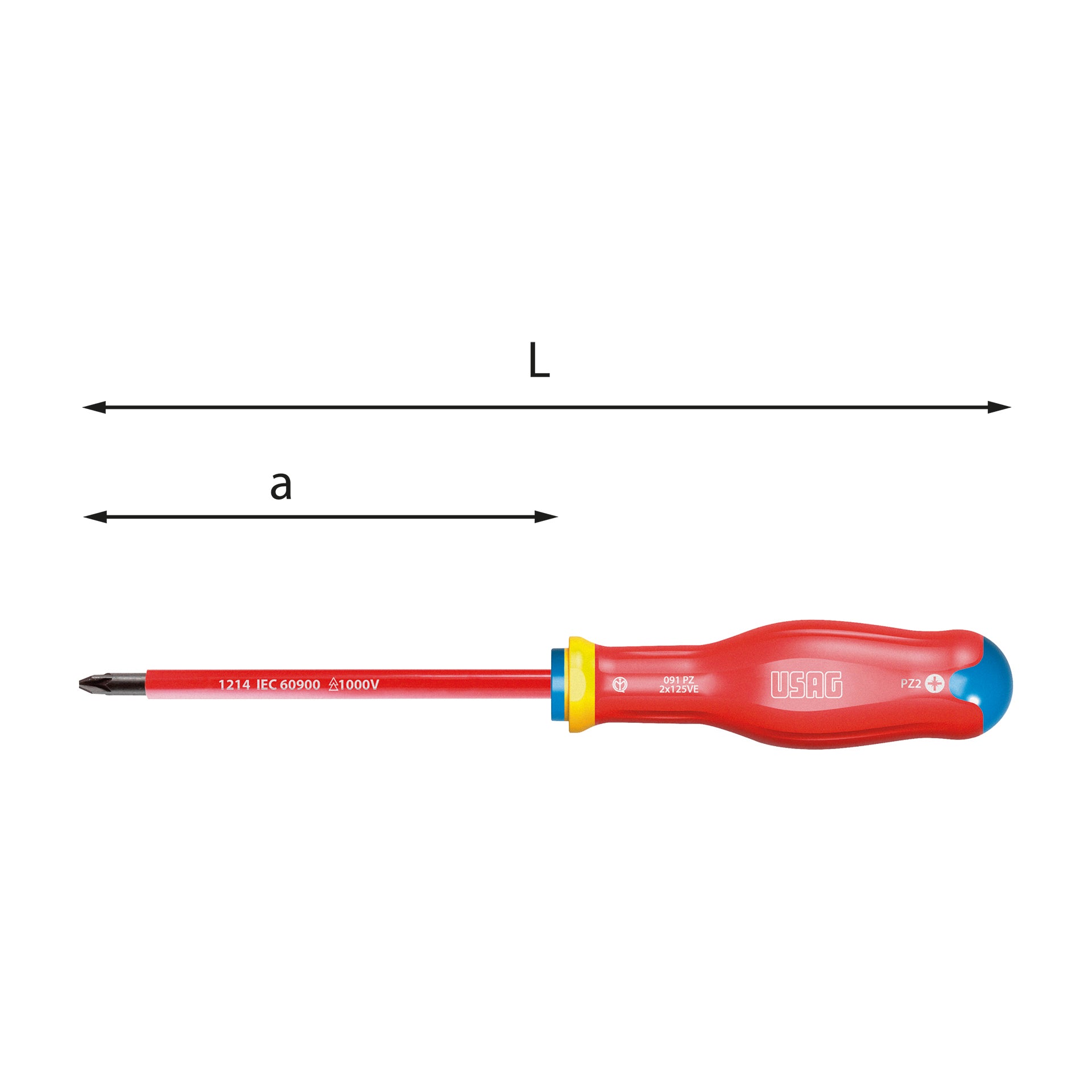 091 PZ - screwdriver for cross recessed screws pozidriv® - supadriv® 1000 v - Usag 091 PZ - screwdriver for cross recessed screws pozidriv® - supadriv® 1000 v - Usag